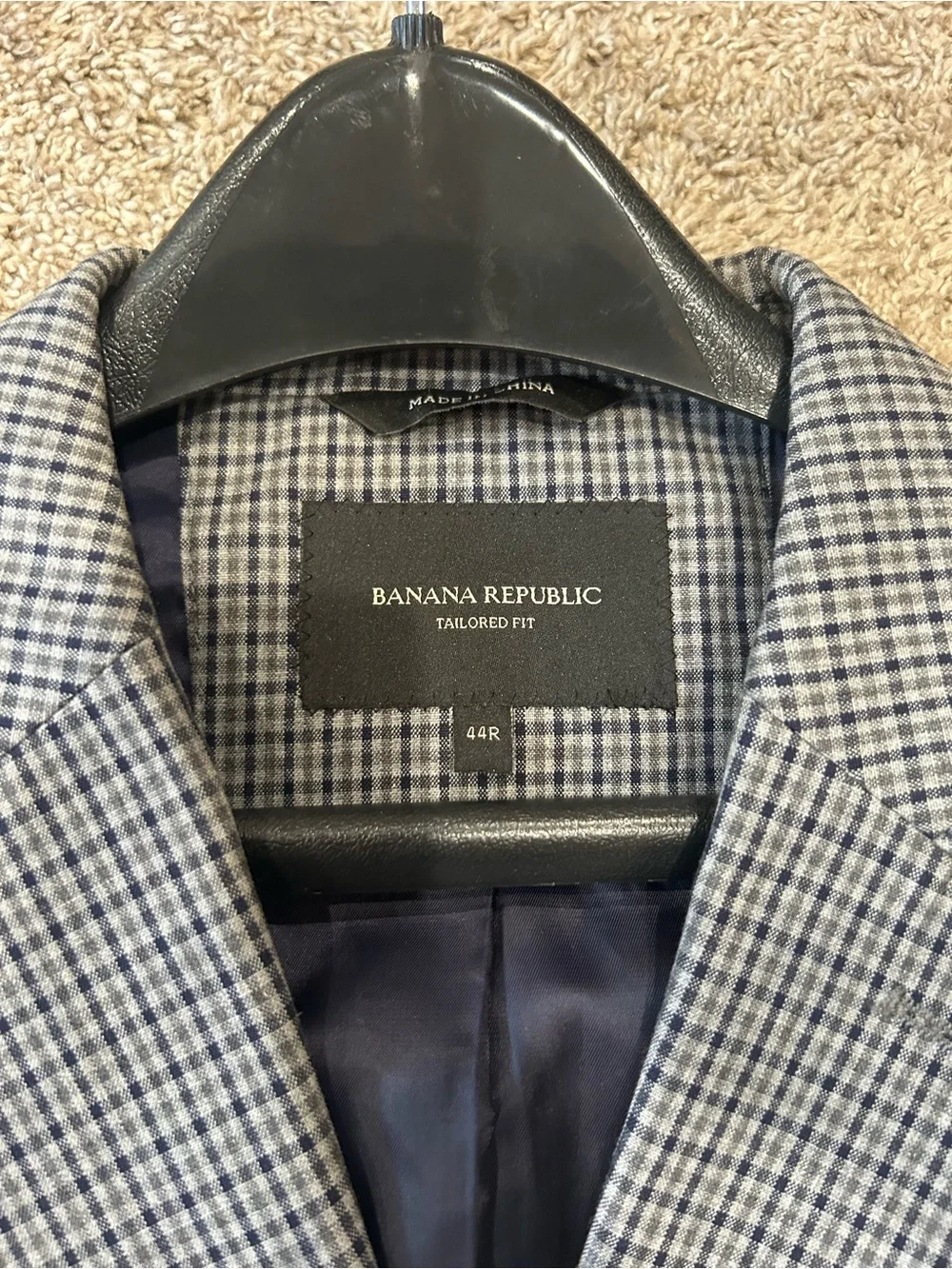 Banana Republic Men's Checked Sport Coat in Gray and Navy 44R
